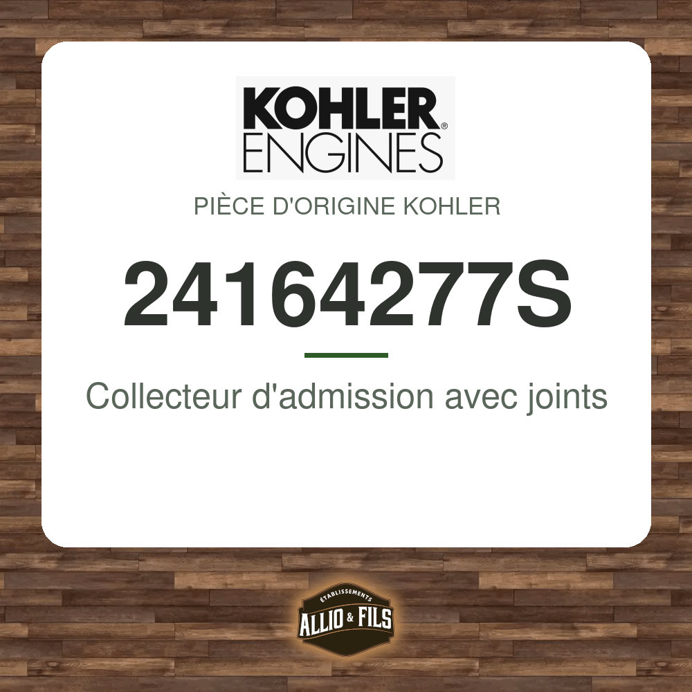 Collecteur d'admission avec joints - Kohler 24164277S