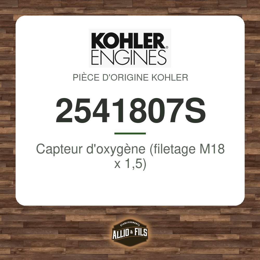 Capteur d'oxygène (filetage M18 x 1,5) - Kohler 2541807S