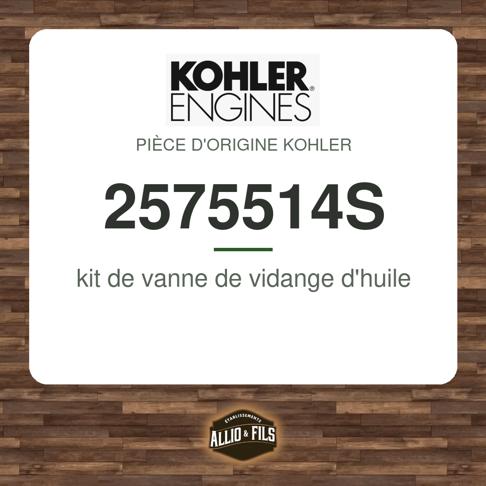 kit de vanne de vidange d'huile - Kohler 2575514S