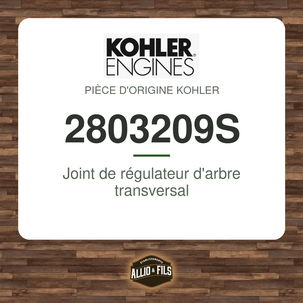 Joint de régulateur d'arbre transversal - Kohler 2803209S