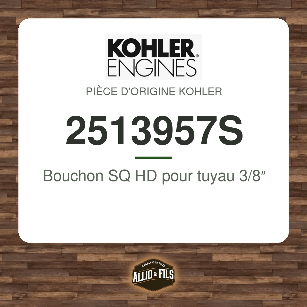Bouchon SQ HD pour tuyau 3/8″ - Kohler 2513957S