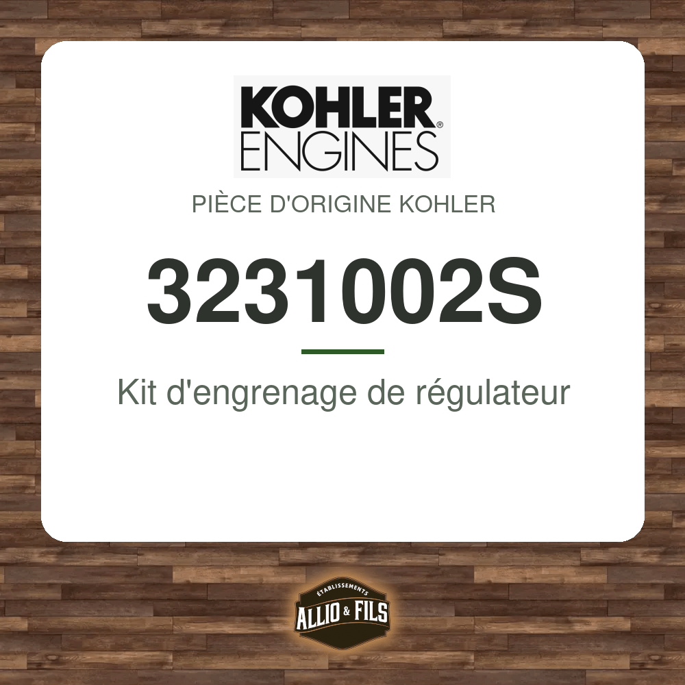 Kit d'engrenage de régulateur - Kohler 3231002S