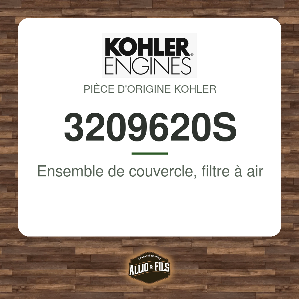 Ensemble de couvercle, filtre à air - Kohler 3209620S