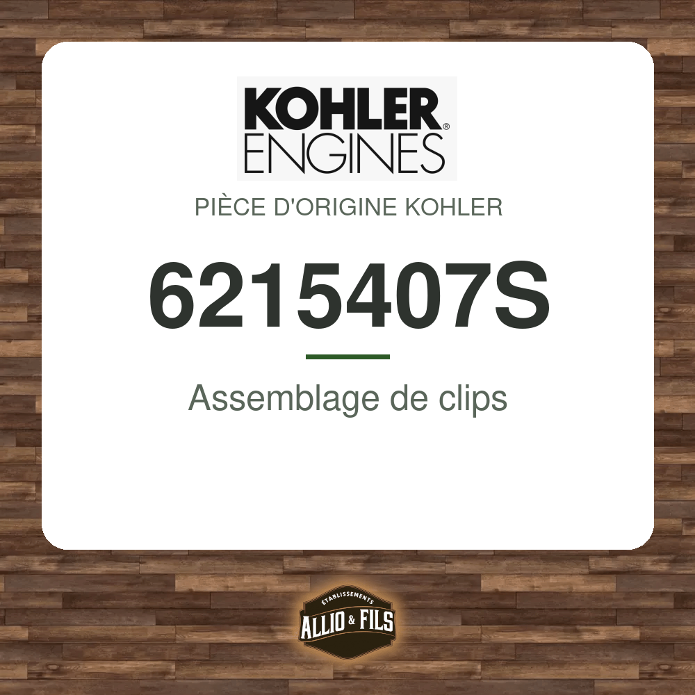 Assemblage de clips - Kohler 6215407S