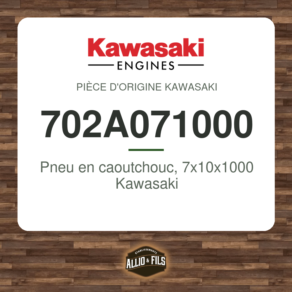 Pneu en caoutchouc, 7x10x1000 Kawasaki - Kawasaki 702A071000