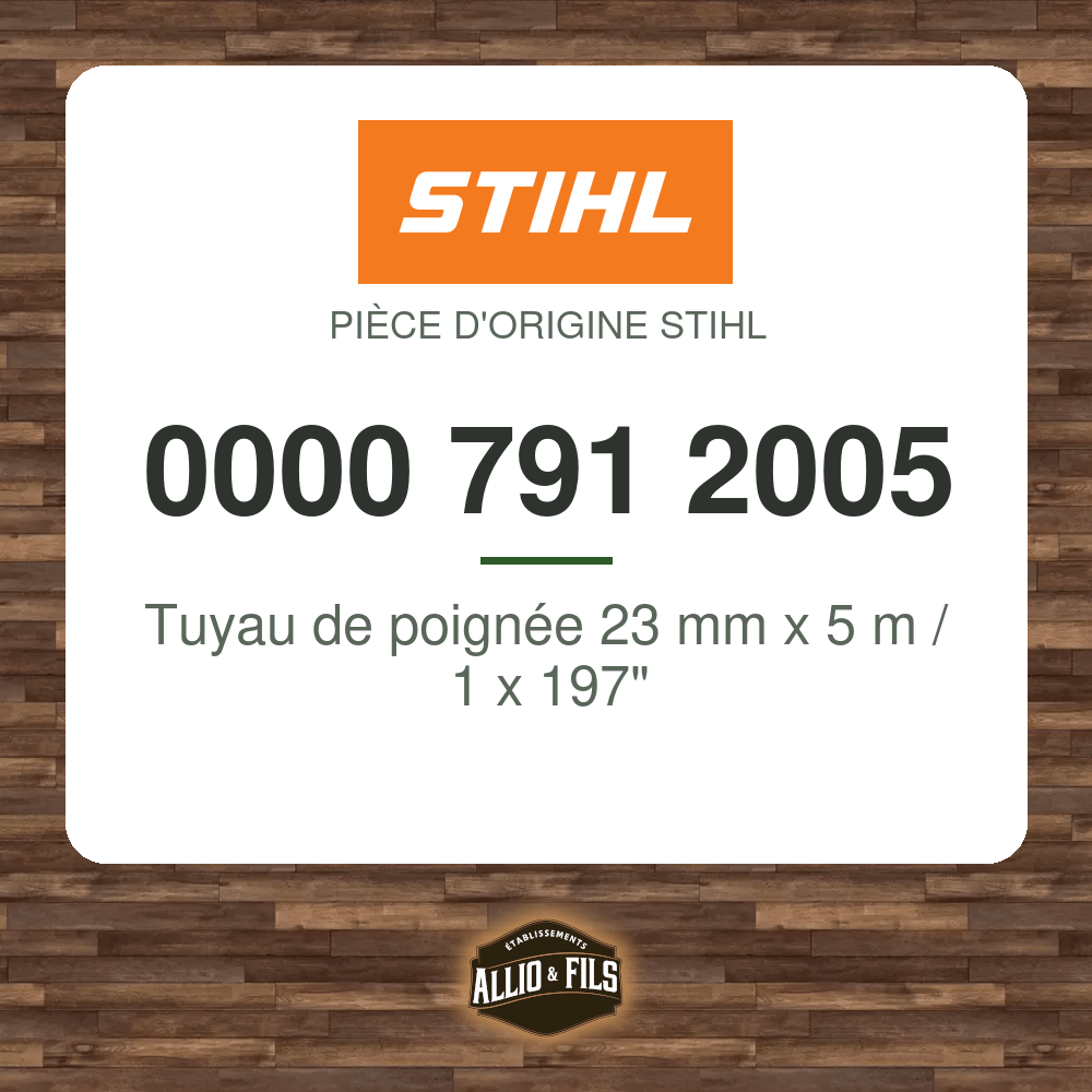 Tuyau de poignée 23 mm x 5 m / 1 x 197" - Stihl 0000 791 2005