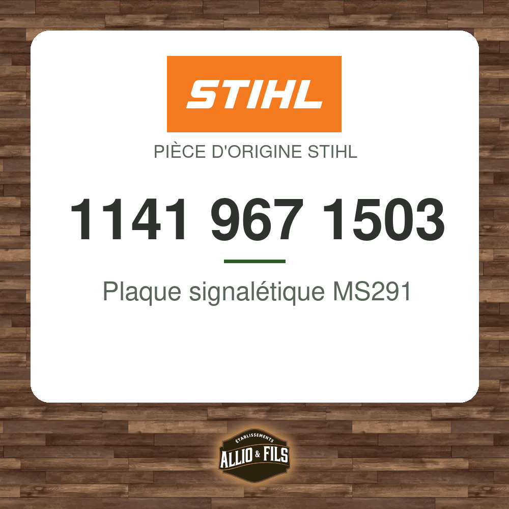 Plaque signalétique MS291 - Stihl 1141 967 1503