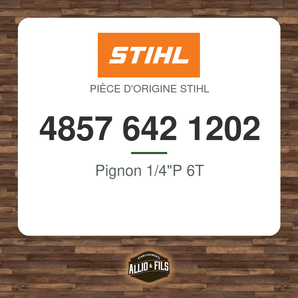 Pignon 1/4"P 6T - Stihl 4857 642 1202