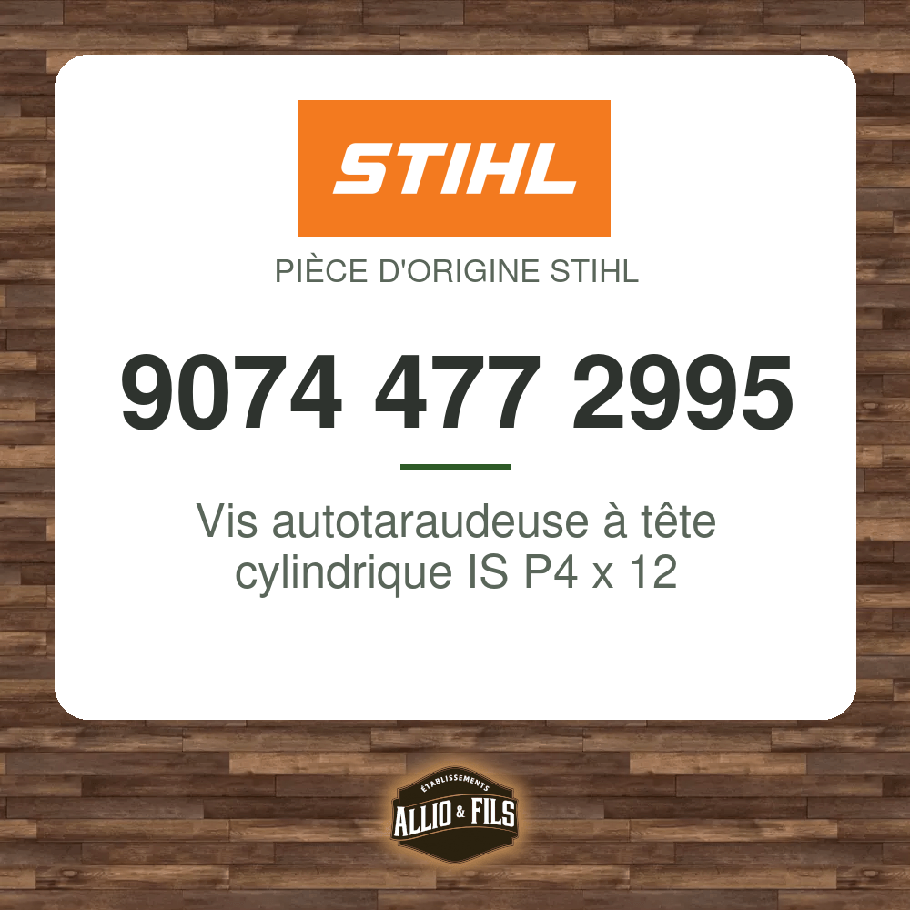 Vis autotaraudeuse à tête cylindrique IS P4 x 12 - Stihl 9074 477 2995
