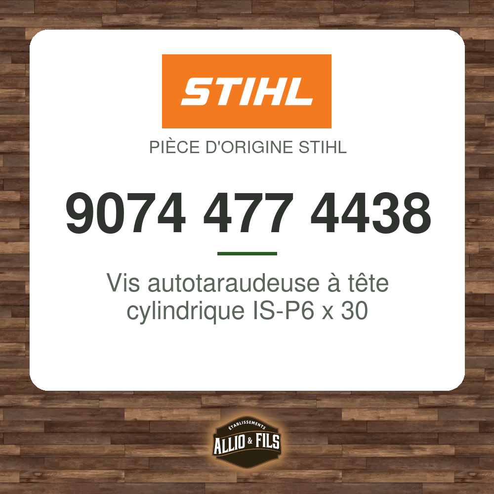 Vis autotaraudeuse à tête cylindrique IS-P6 x 30 - Stihl 9074 477 4438