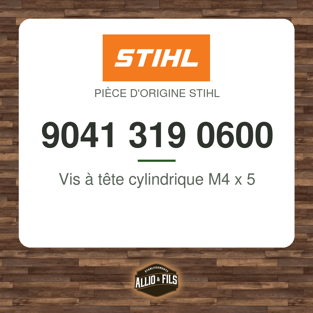 Vis à tête cylindrique M4 x 5 - Stihl 9041 319 0600