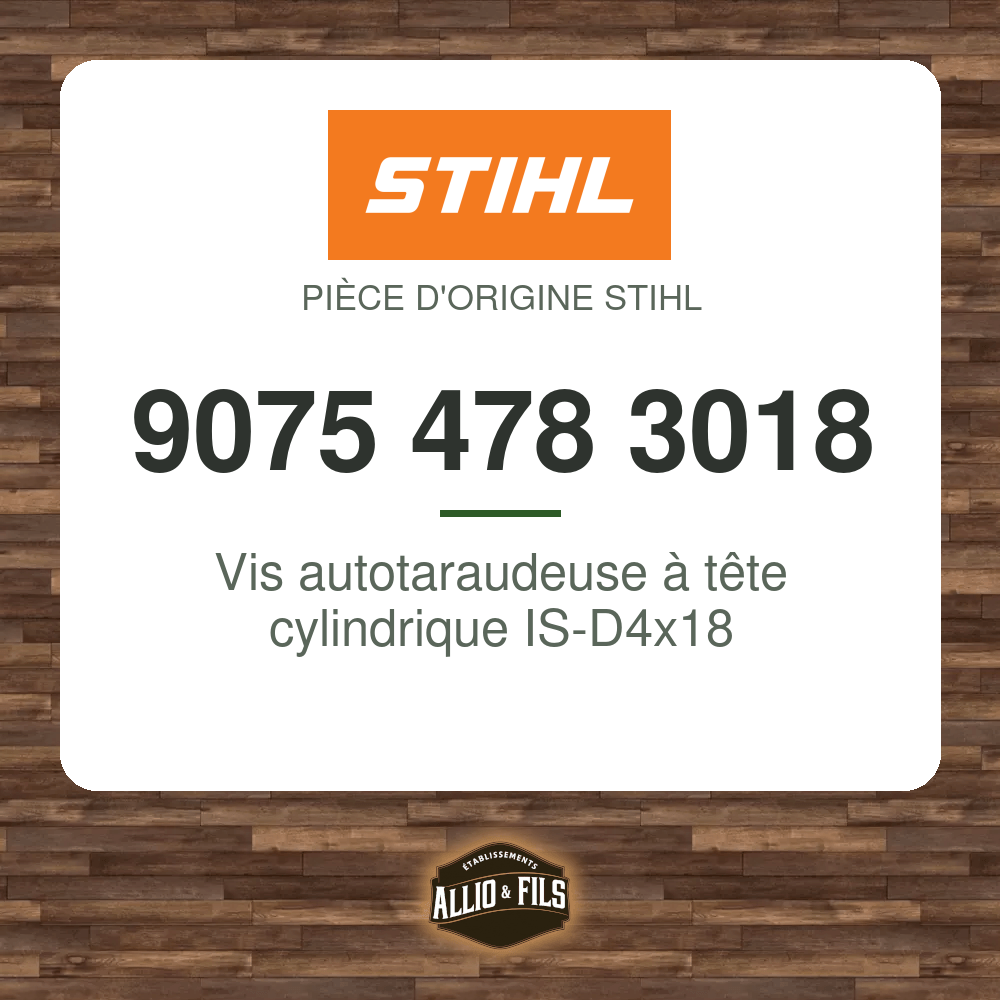 Vis autotaraudeuse à tête cylindrique IS-D4x18 - Stihl 9075 478 3018