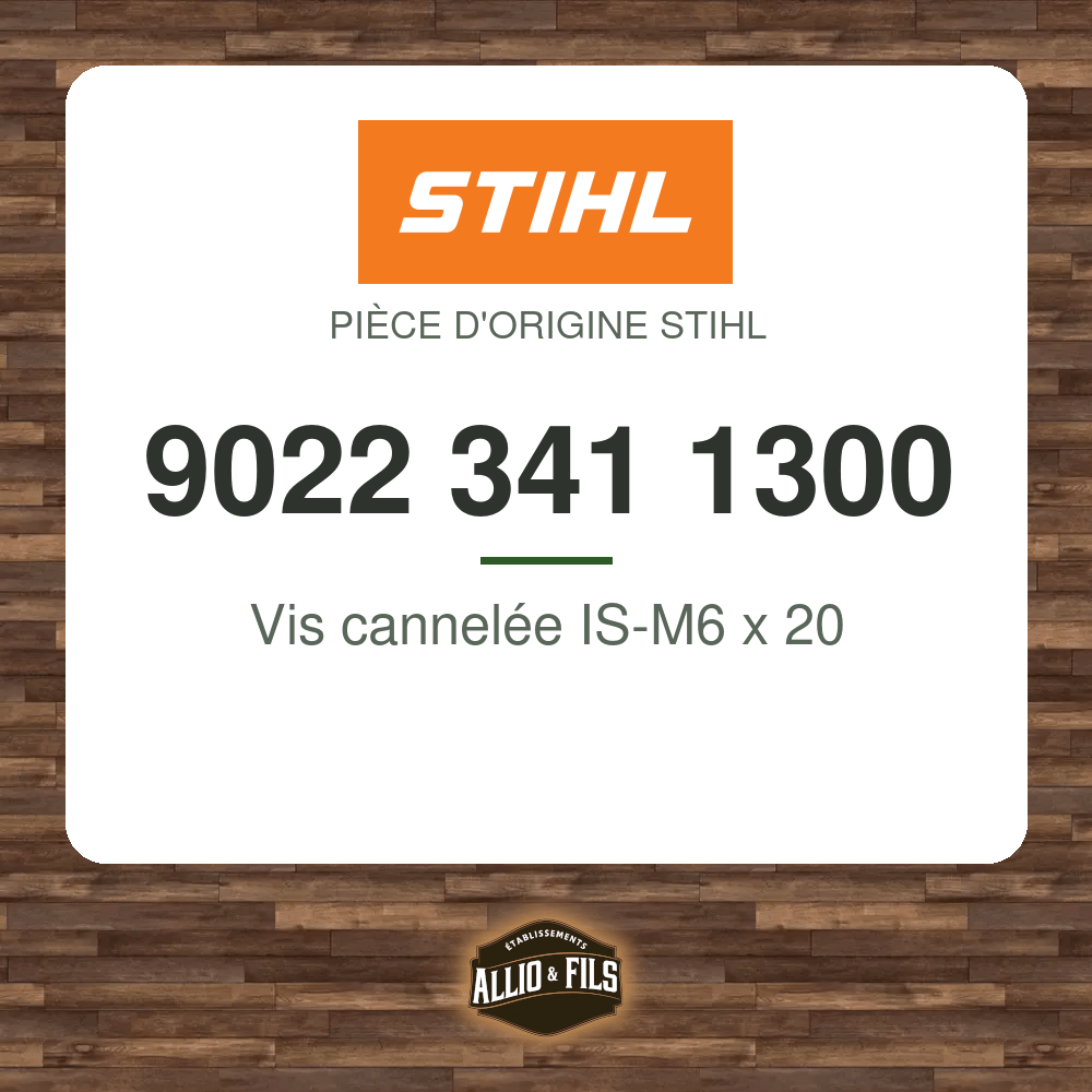 Vis cannelée IS-M6 x 20 - Stihl 9022 341 1300