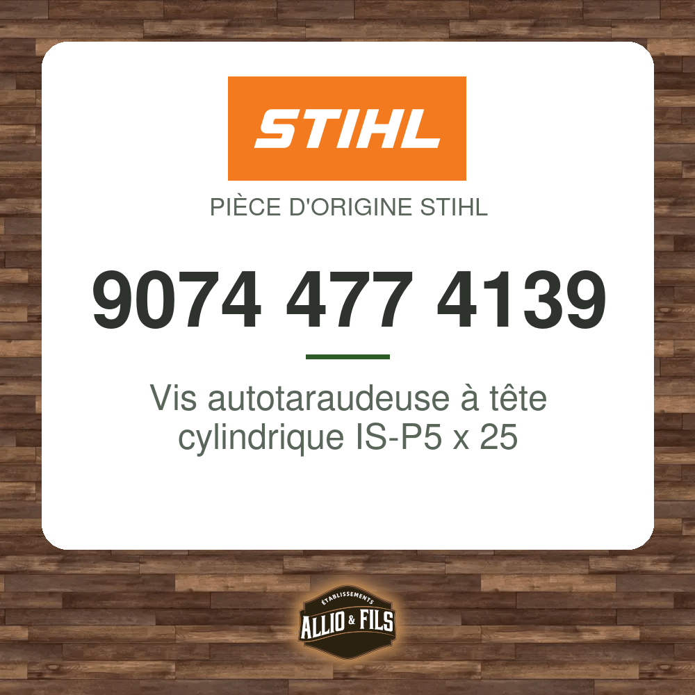 Vis autotaraudeuse à tête cylindrique IS-P5 x 25 - Stihl 9074 477 4139