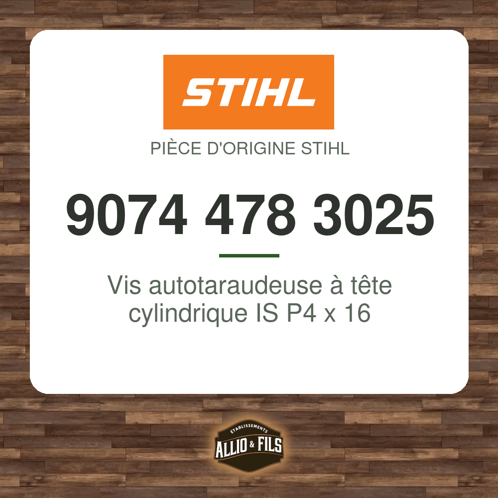 Vis autotaraudeuse à tête cylindrique IS P4 x 16 - Stihl 9074 478 3025