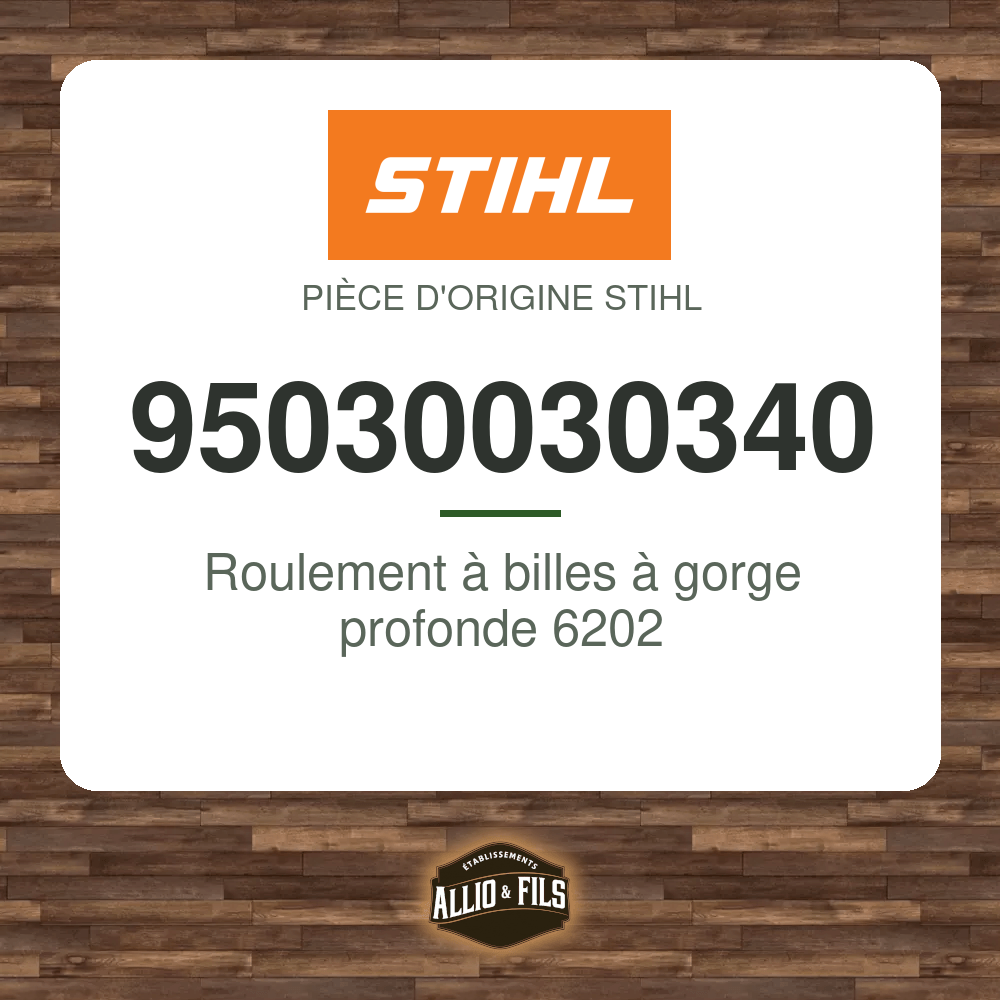 Roulement à billes à gorge profonde 6202 - Stihl 95030030340