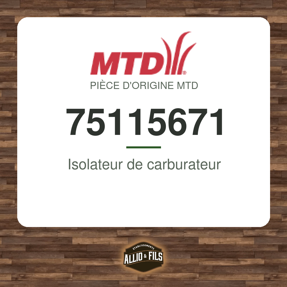 Isolateur de carburateur - MTD 75115671