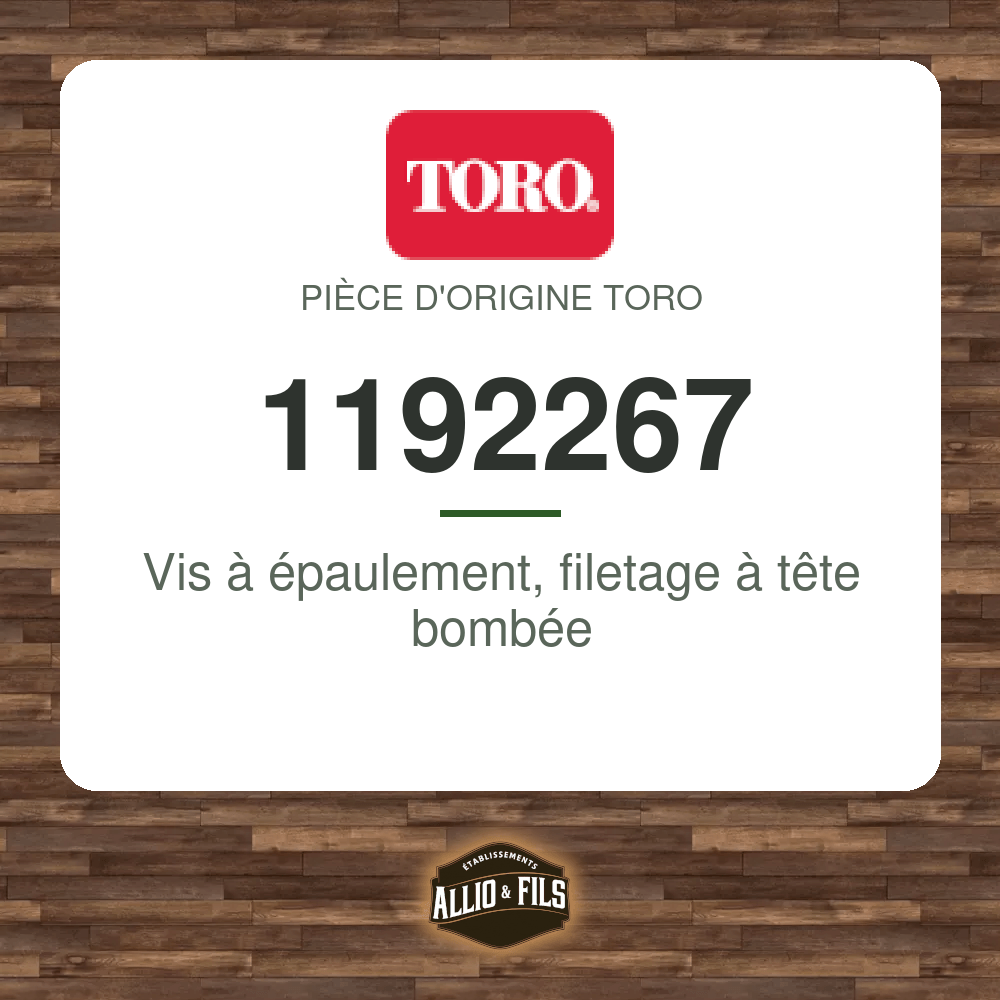 Vis à épaulement, filetage à tête bombée - Toro 1192267