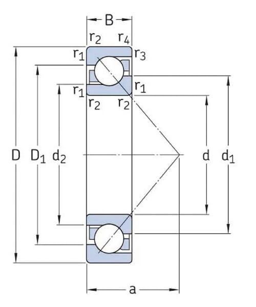 Roulement à billes à contact oblique 30x72x19mm SKF 7306BEP - SKF 75007306BEP