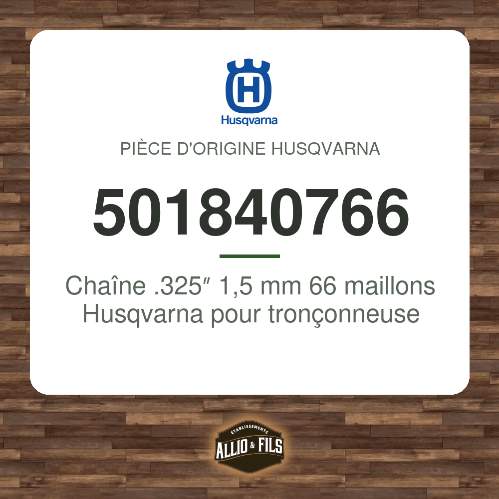 Chaîne .325″ 1,5 mm 66 maillons Husqvarna pour tronçonneuse - 501840766