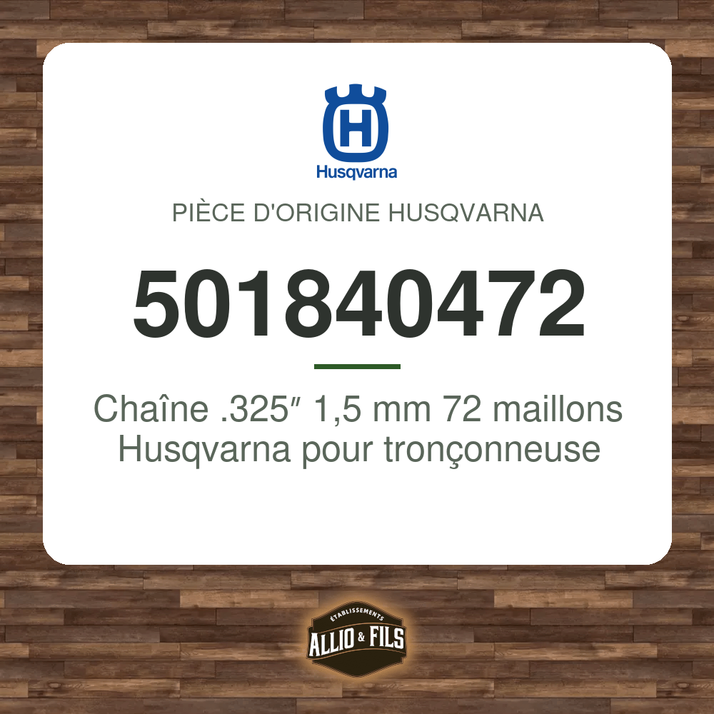 Chaîne .325″ 1,5 mm 72 maillons Husqvarna pour tronçonneuse - 501840472