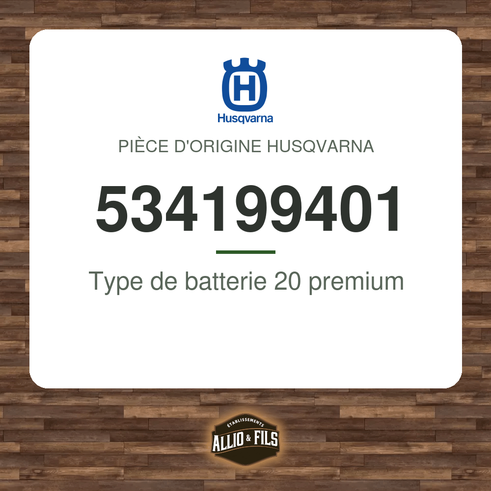 Type de batterie 20 premium - Husqvarna 534199401