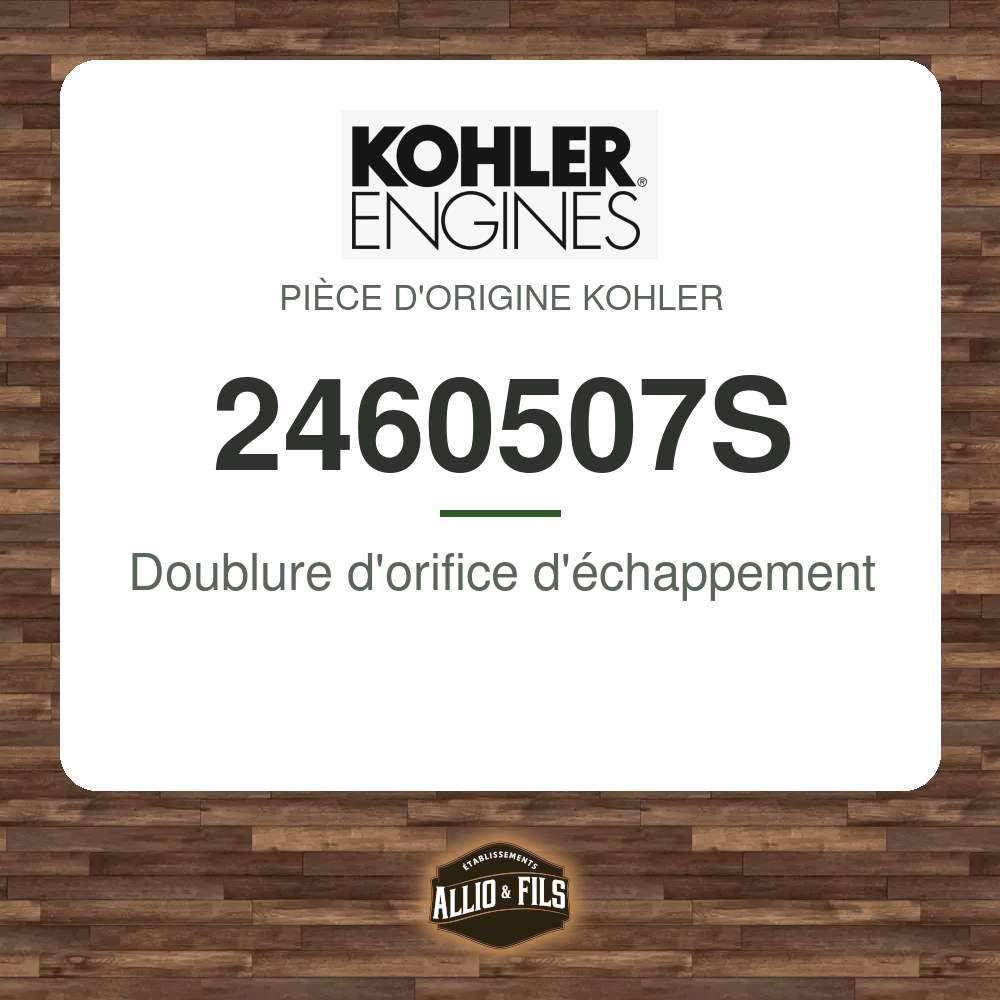 Doublure d'orifice d'échappement - Kohler 2460507S