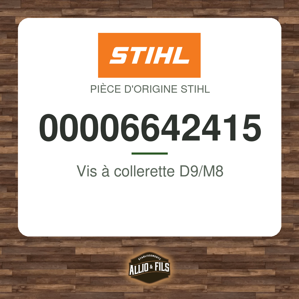 Vis à collerette D9/M8 - Stihl 00006642415