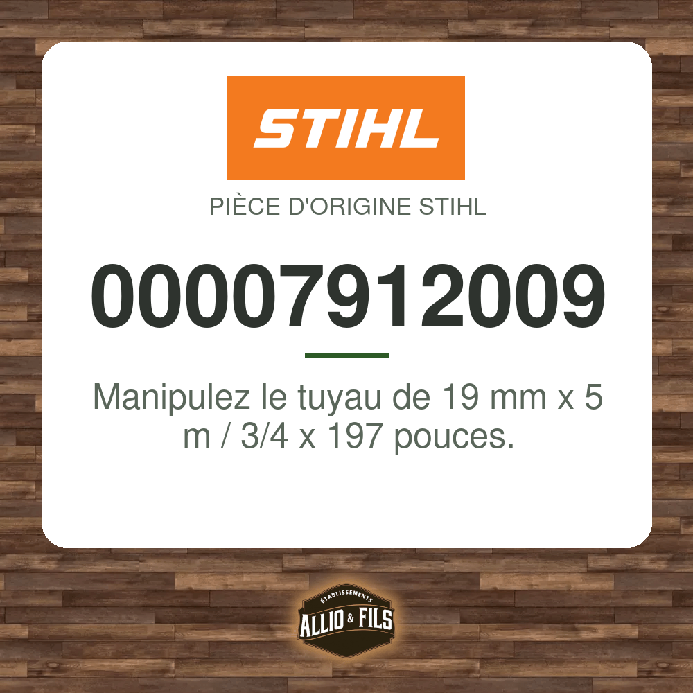 Manipulez le tuyau de 19 mm x 5 m / 3/4 x 197 pouces. - Stihl 00007912009