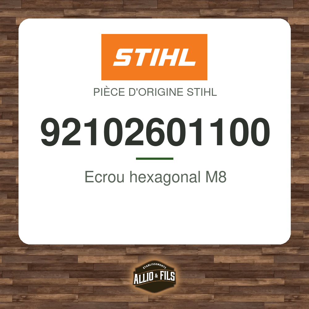 Ecrou hexagonal M8 - Stihl 92102601100