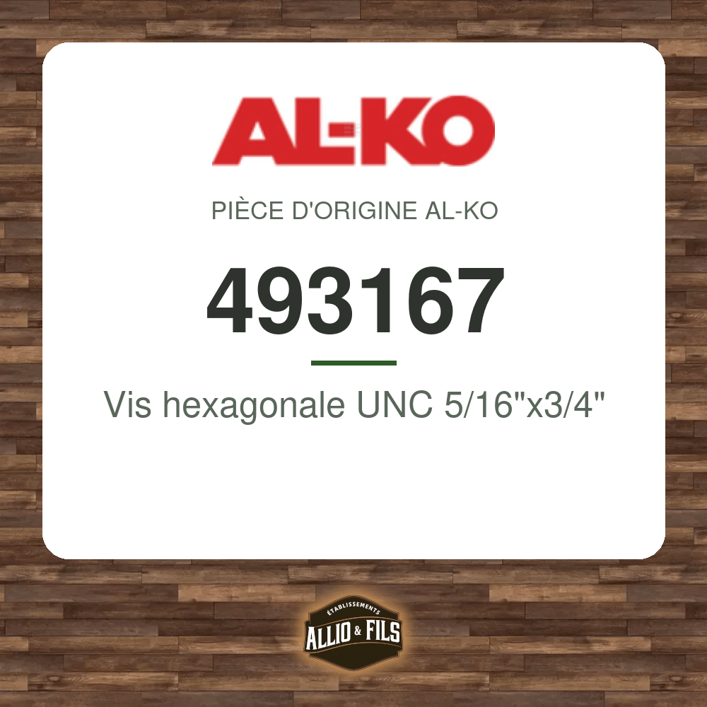 Vis hexagonale UNC 5/16"x3/4" - AL-KO 493167
