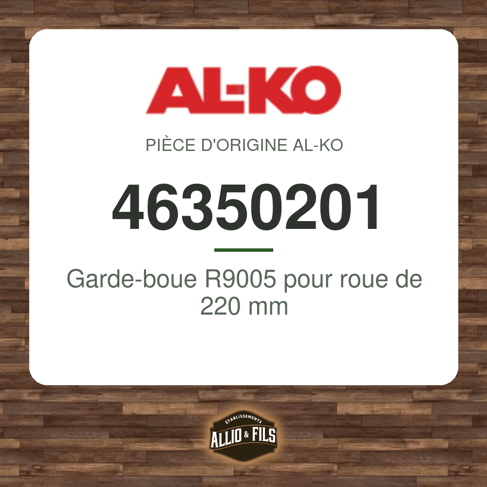Garde-boue R9005 pour roue de 220 mm - AL-KO 46350201
