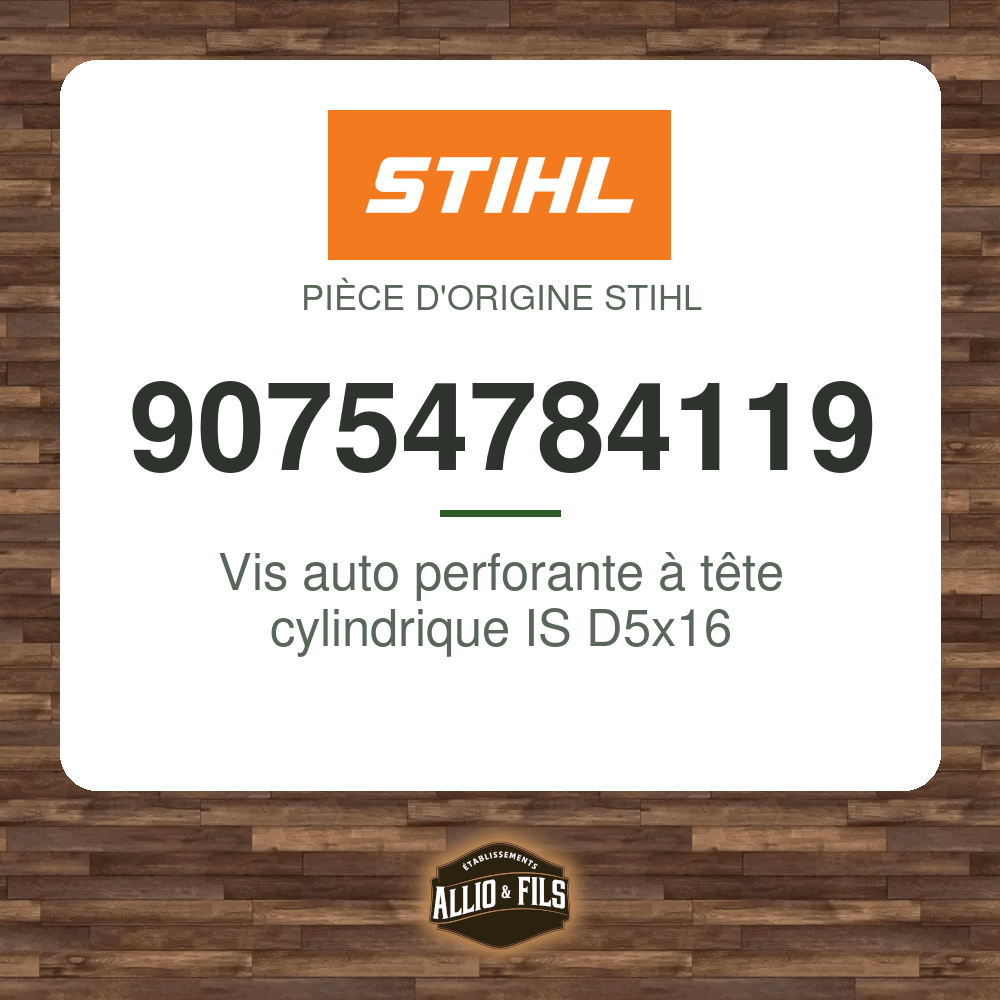 Vis auto perforante à tête cylindrique IS D5x16 - Stihl 90754784119