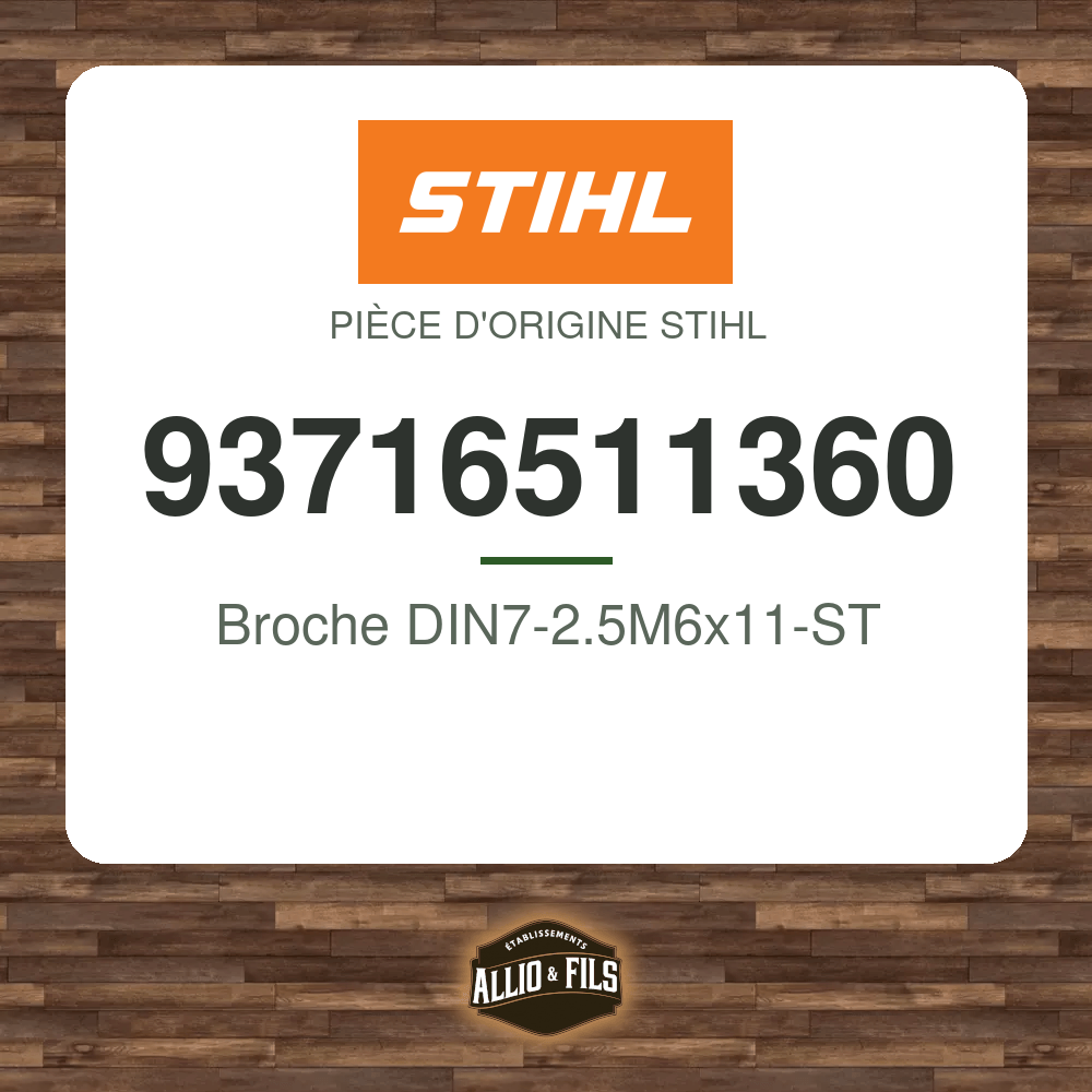 Broche DIN7-2.5M6x11-ST - Stihl 93716511360