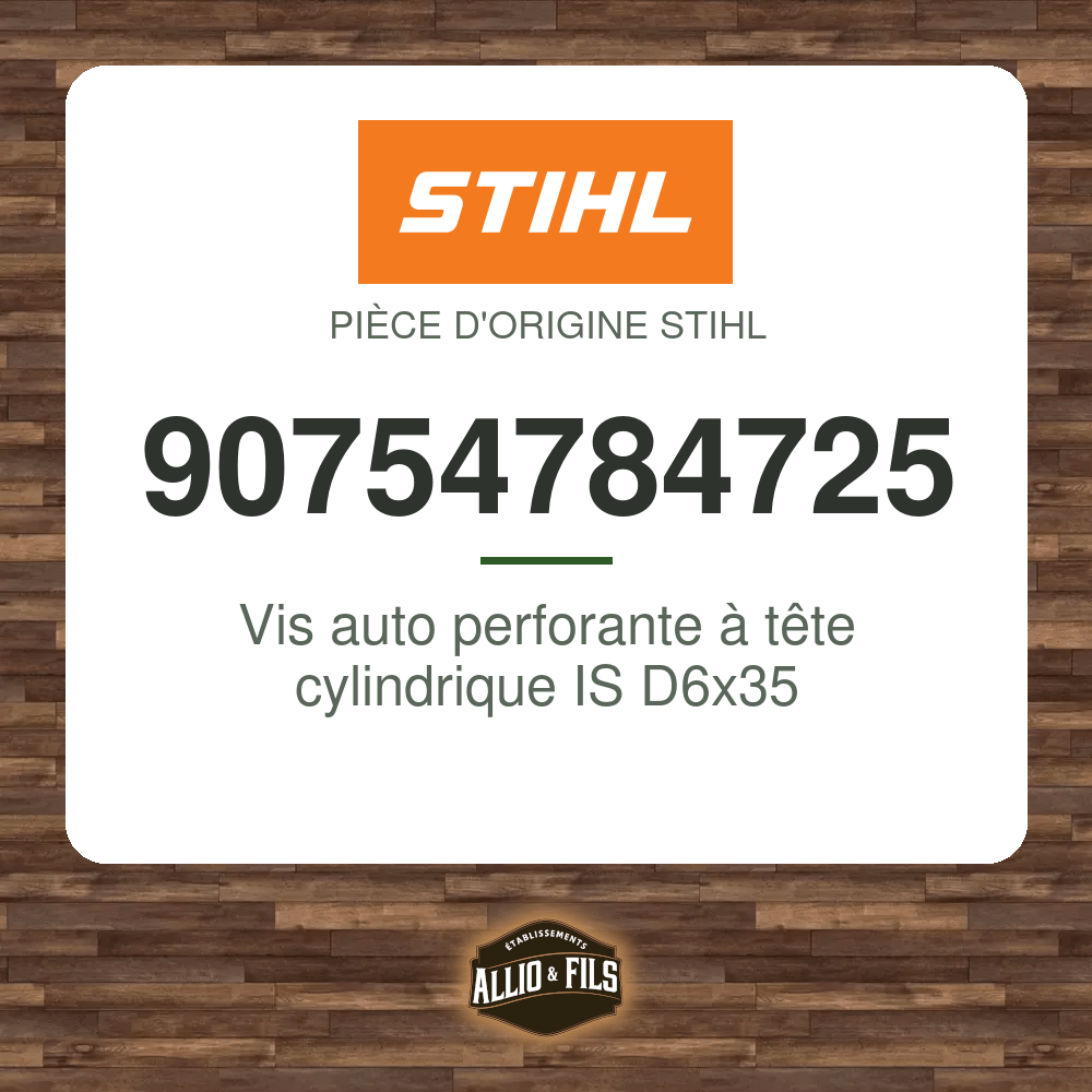 Vis auto perforante à tête cylindrique IS D6x35 - Stihl 90754784725