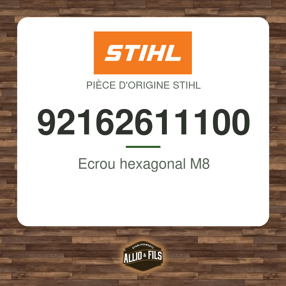 Ecrou hexagonal M8 - Stihl 92162611100