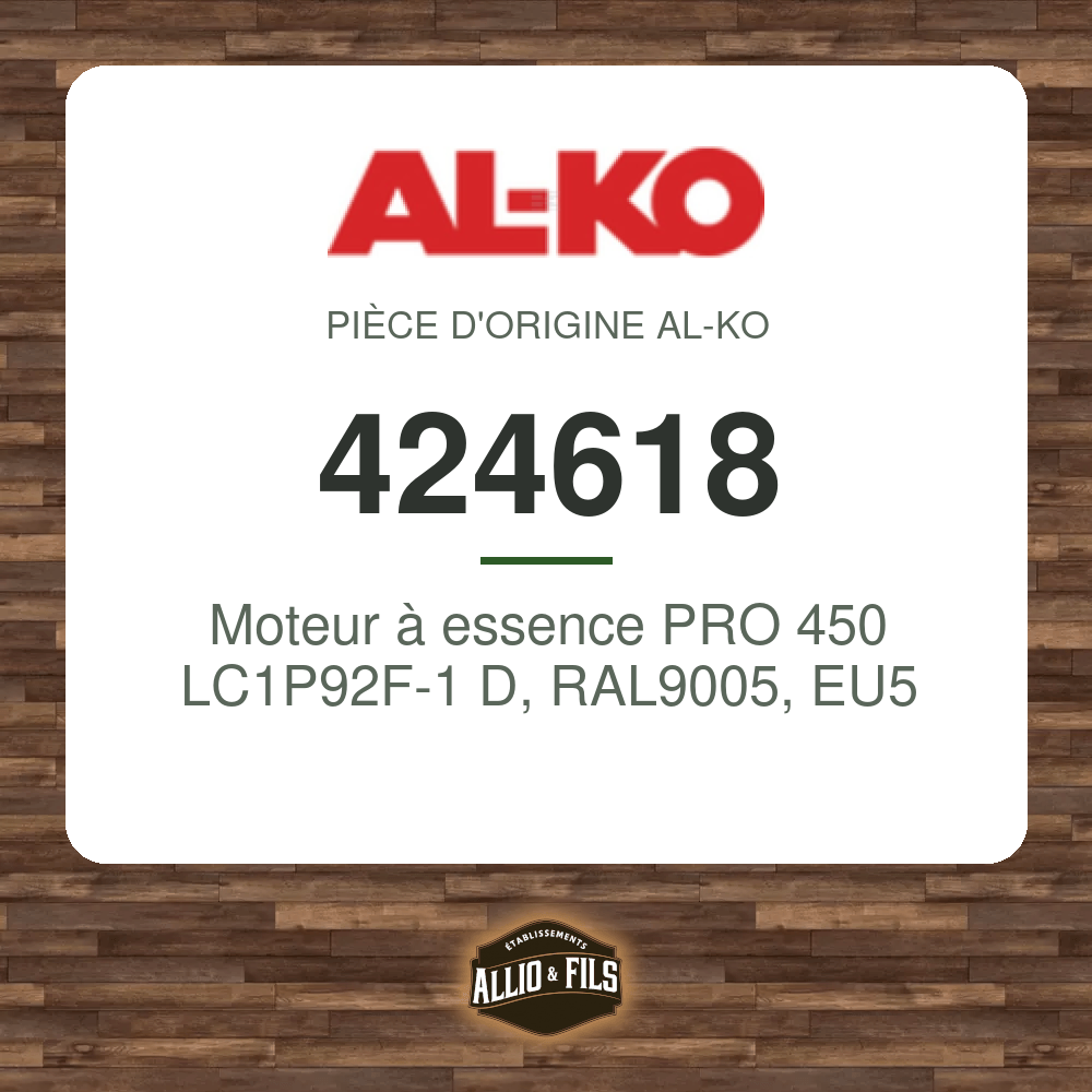 Moteur à essence PRO 450 LC1P92F-1 D, RAL9005, EU5 - AL-KO 424618