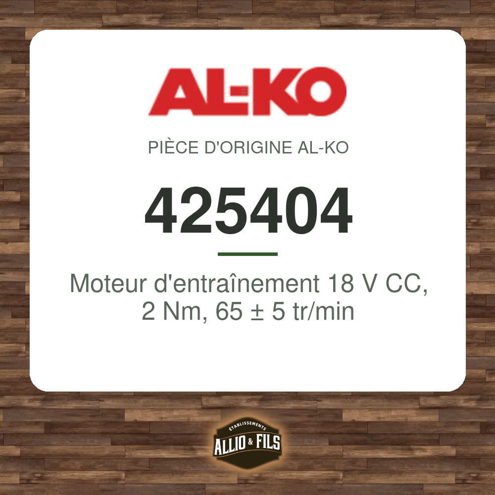 Moteur d'entraînement 18 V CC, 2 Nm, 65 ± 5 tr/min - AL-KO 425404