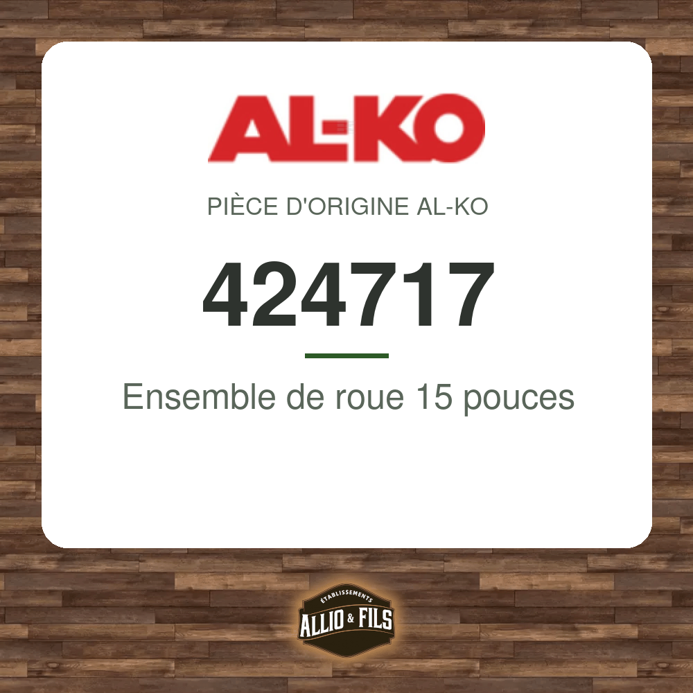 Ensemble de roue 15 pouces - AL-KO 424717
