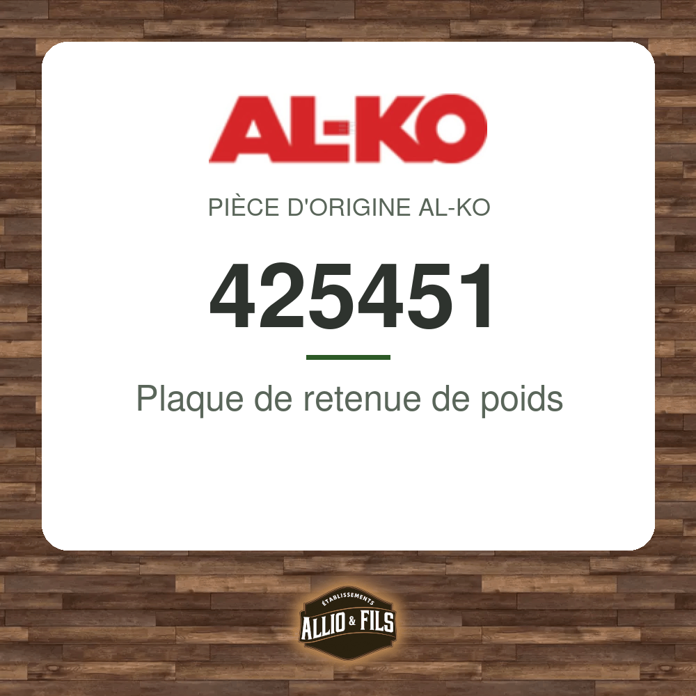 Plaque de retenue de poids - AL-KO 425451