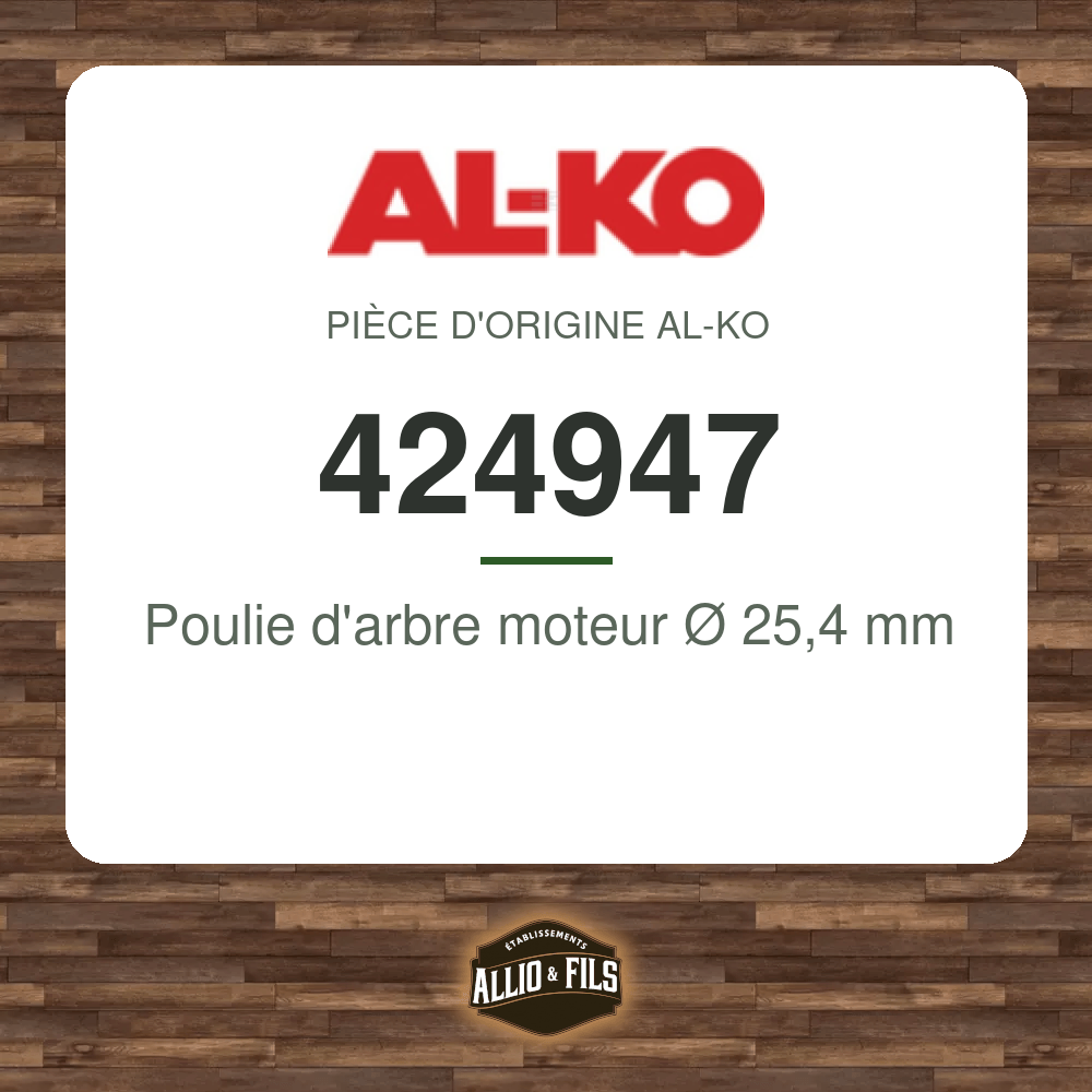 Poulie d'arbre moteur Ø 25,4 mm - AL-KO 424947