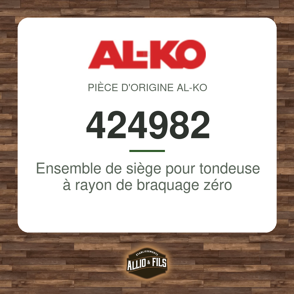Ensemble de siège pour tondeuse à rayon de braquage zéro - AL-KO 424982