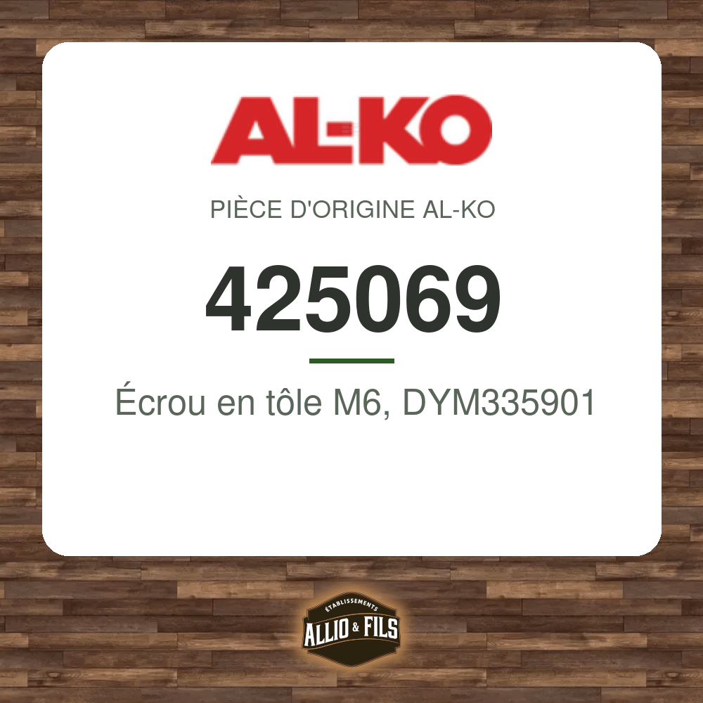 Écrou en tôle M6, DYM335901 - AL-KO 425069