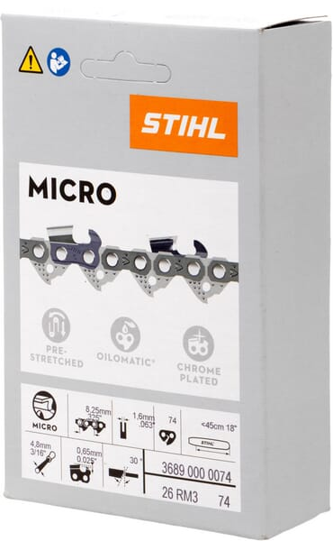 Chaîne .325″ 1,6 mm 74 maillons Stihl pour tronçonneuse - 3689 000 0074
