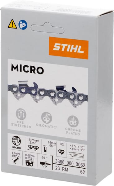 Chaîne .325″ 1,6 mm 62 maillons Stihl pour tronçonneuse - 3686 000 0062