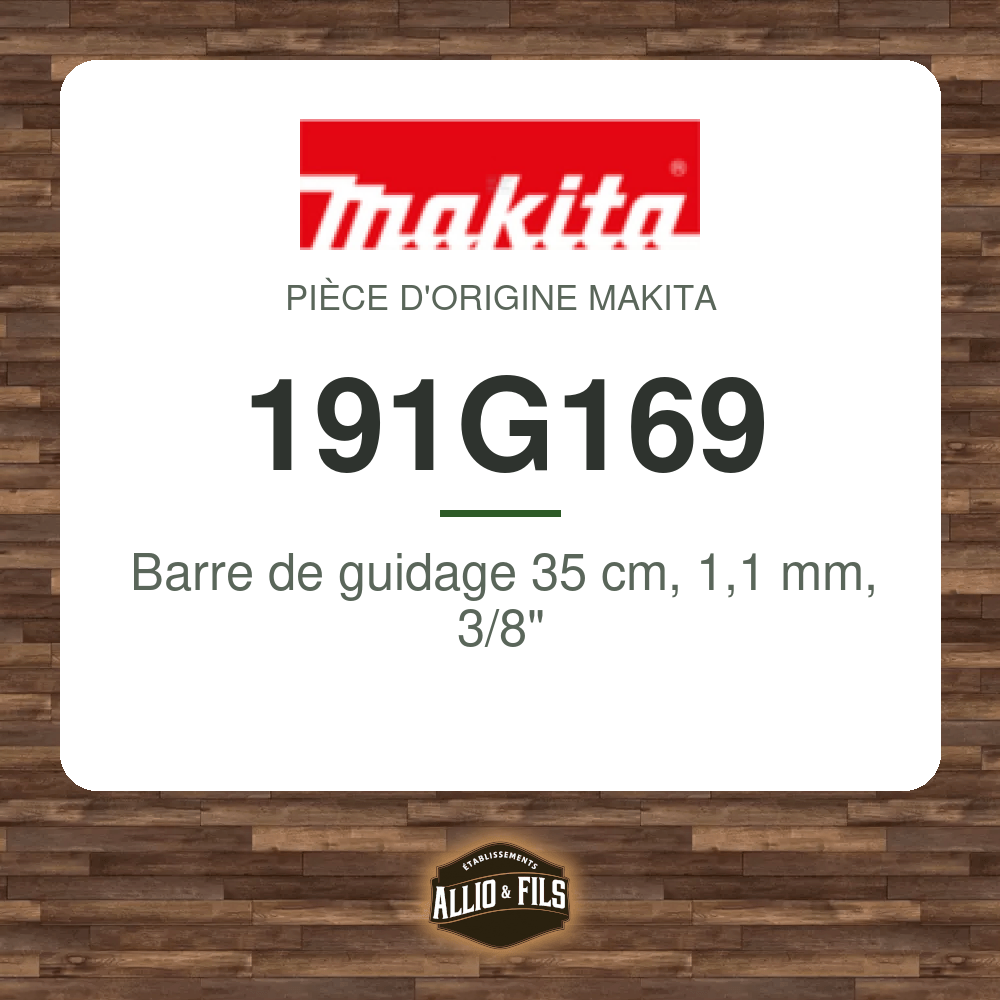 Barre de guidage 35 cm, 1,1 mm, 3/8" - Makita 191G169