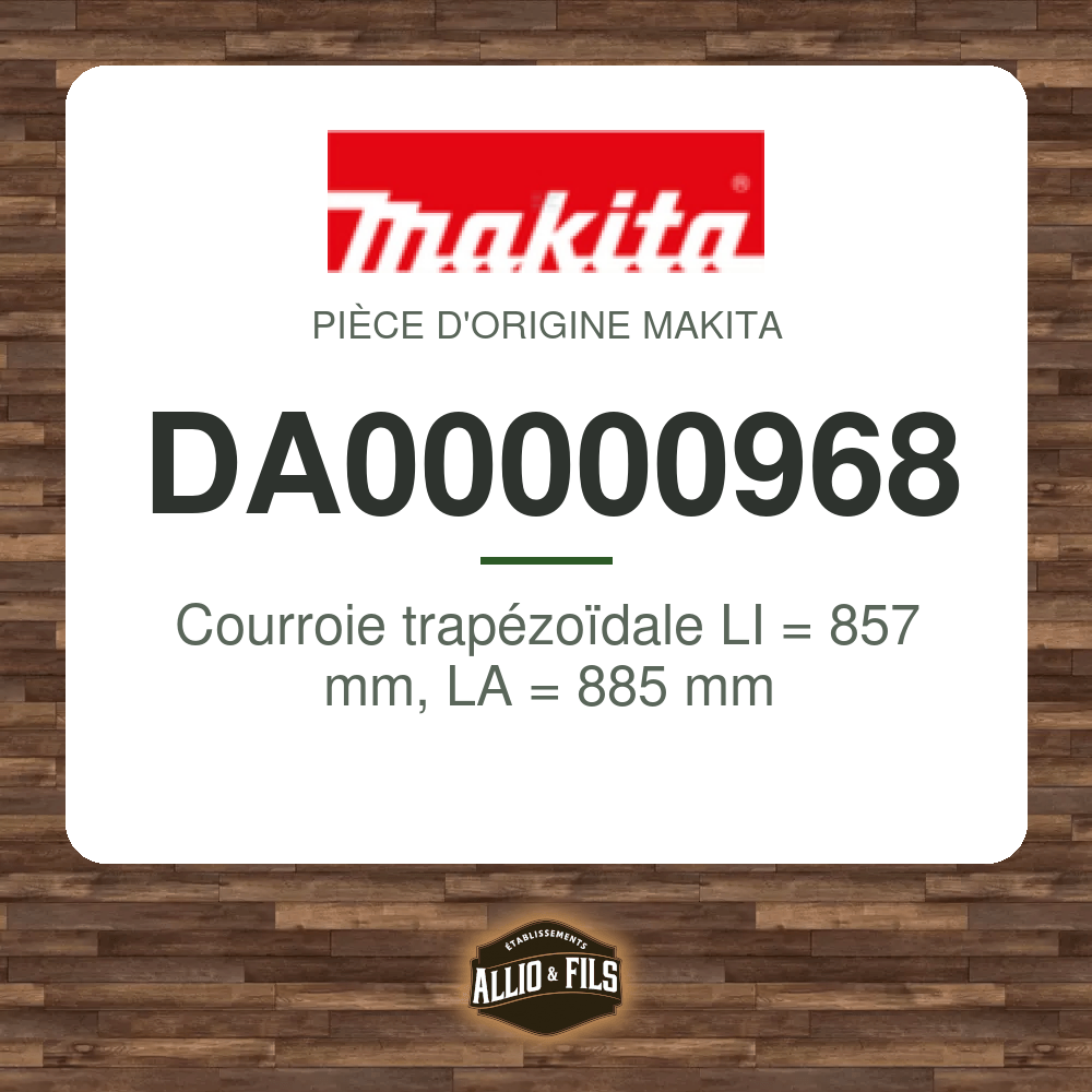 Courroie trapézoïdale LI = 857 mm, LA = 885 mm - Makita DA00000968
