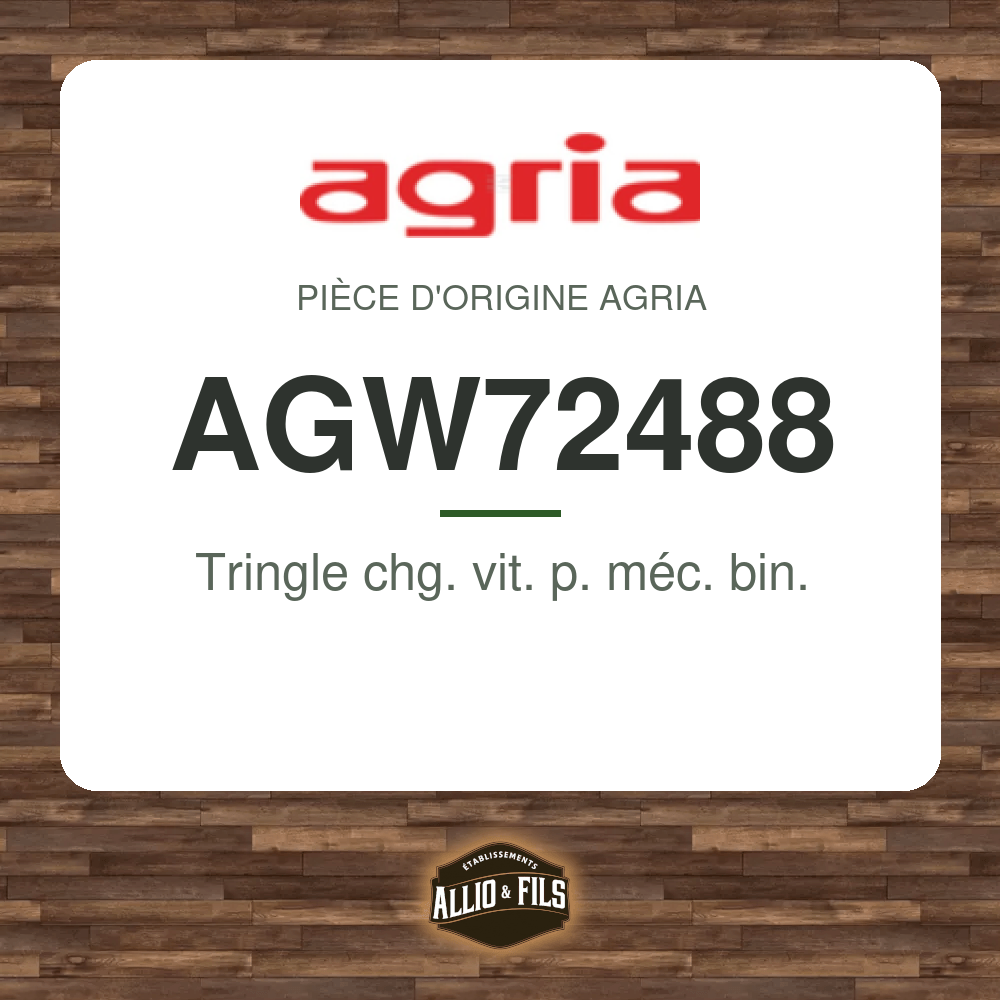 Tringle chg. vit. p. méc. bin. - Agria AGW72488