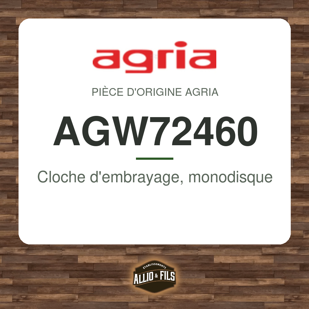 Cloche d'embrayage, monodisque - Agria AGW72460