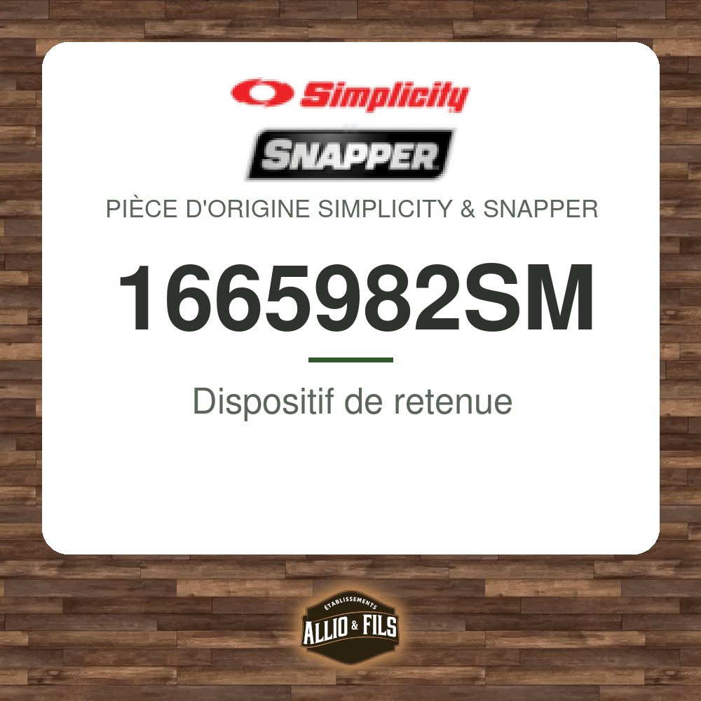 Dispositif de retenue - Simplicity & Snapper 1665982SM